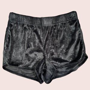 Juicy Couture Velour Black Mini Shorts Hot Pants Logo Size Medium Sleepwear